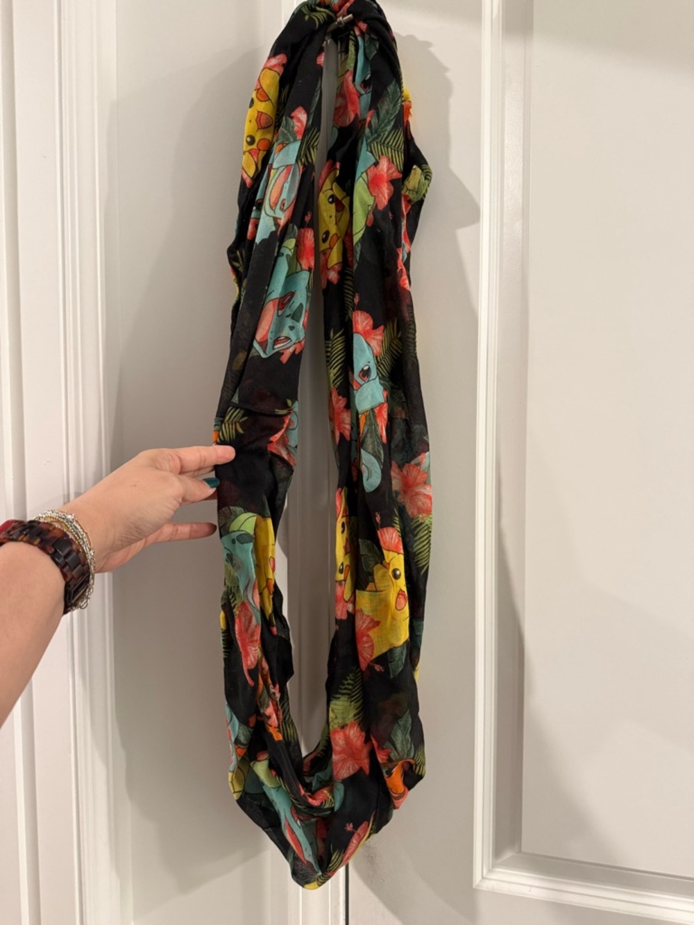 Pokémon Black Infinity Scarf with Colorful Tropical Print